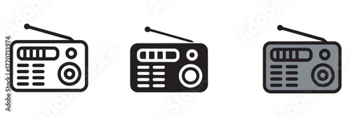 Radio Receiver Icons Vintage Style Communication Technology