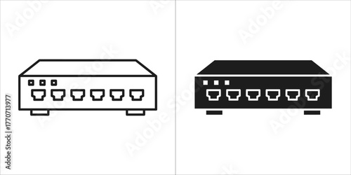 Illustration of a network switch with eight ports