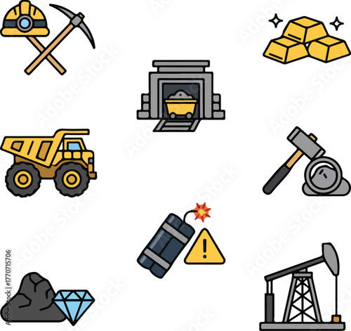 Mining Industry Icons Set 001