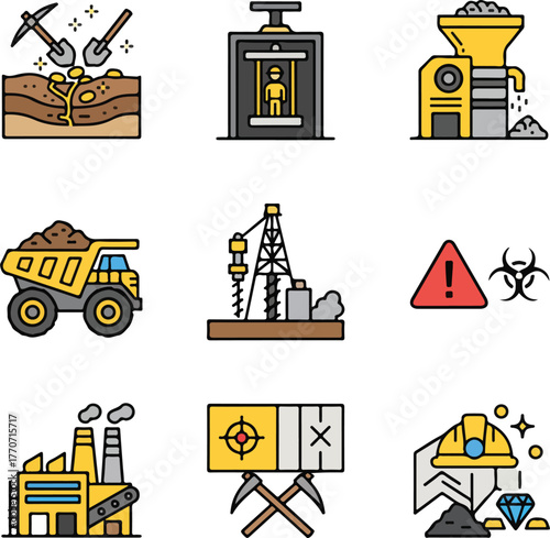 Mining Industry Icons Set 003