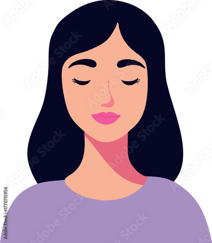 Meditating Woman with Closed Eyes