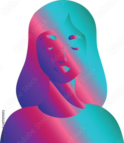 Gradient Woman with Closed Eyes