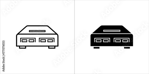 Two styles of modem icon for internet connection