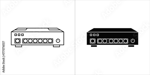 Two styles of network switch icon for data transmission