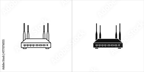 Two styles of wireless router icon for internet access