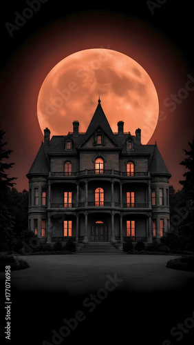 Haunted Mansion with Blood Moon