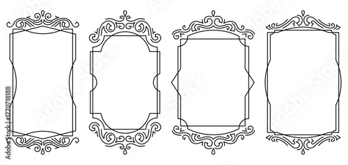 Set of line curl frames. Modern decorative linear backgrounds.