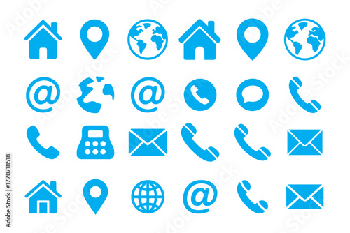 Blue Contact Icons Set