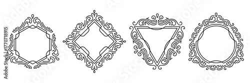 Set of line curl frames. Modern decorative linear backgrounds.