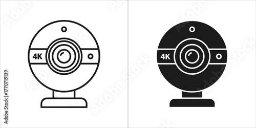 Webcam icon, 4k resolution camera for video conferencing