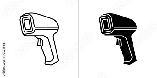 Infrared thermometer icon, temperature scanner symbol for web design