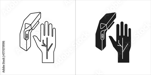 Hand vein scanner icon, medical diagnostic tool concept