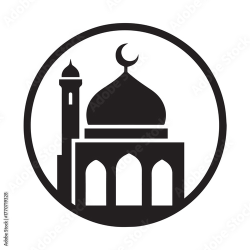 black and white mosque logo vector