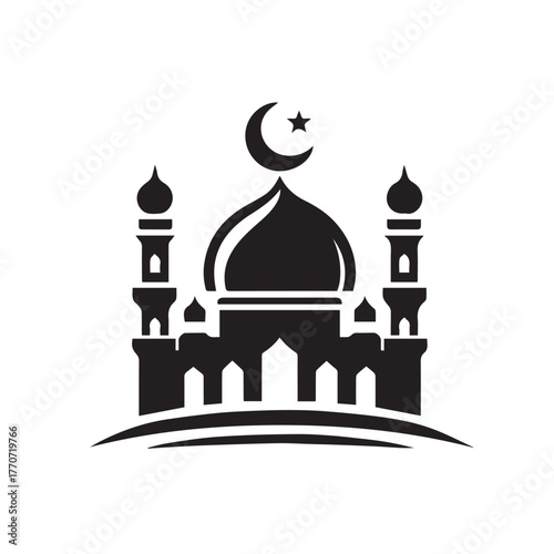 black and white mosque logo vector