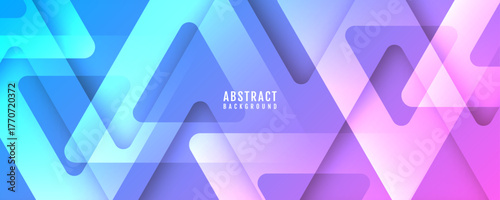 3D blue pink abstract background overlap layer on bright space with rounded triangles effect decoration. Modern graphic design element cutout style concept for web, art, flyer, card, or brochure cover