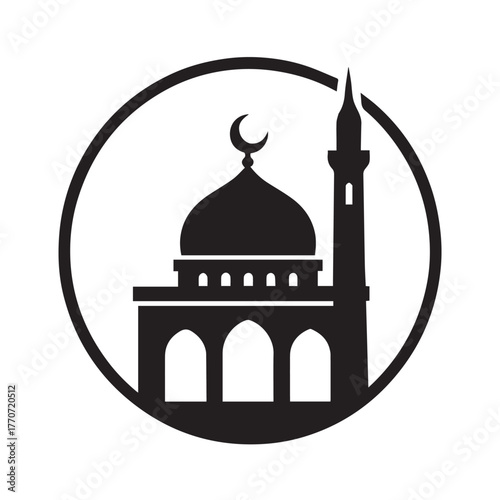 black and white mosque logo vector