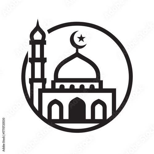 black and white mosque logo vector