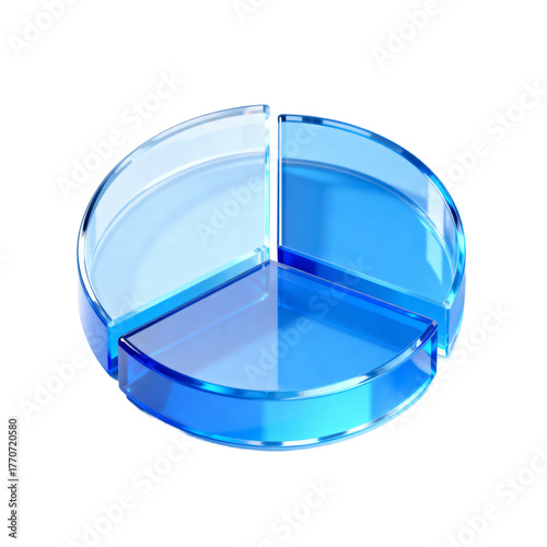 Pie chart icon 3D glass texture