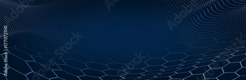 Music abstract background blue gold. Equalizer for music, showing sound waves with music waves. Vector illustration. hexagon mesh. Brown background 