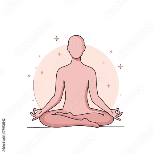 Fluid Continuous Line Yoga Meditation Icon, Sukhasana Pose