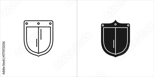 Outline and glyph icon showing a shield