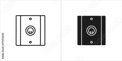 Black line smart fire alarm system icon set for safety