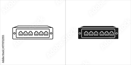 Outline and silhouette of a network switch for connectivity
