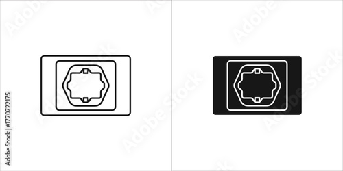 Black and white linear drawing of a electrical outlet for power