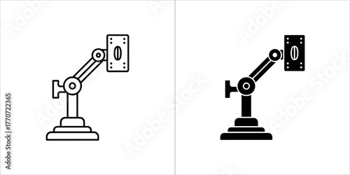 Monitor arm icon in outline and glyph style for desk setup