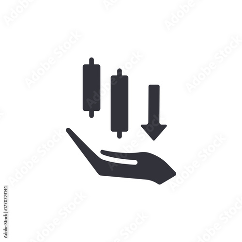 Decreasing Chart Under Hand Solid Financial Market Icon
