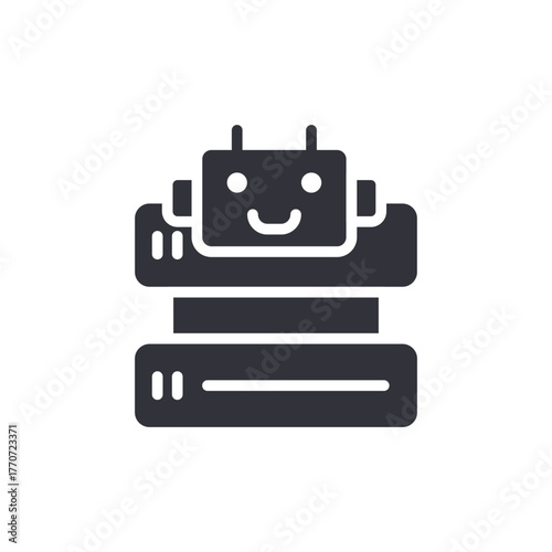 Cheerful Robot Icon Electronic Computer Technology Concept