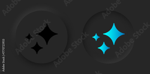 A set of black buttons with the AI sign. Buttons in the neumorphism style. Vector EPS 10.