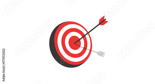 Target with arrow hitting the bullseye, achieving success.