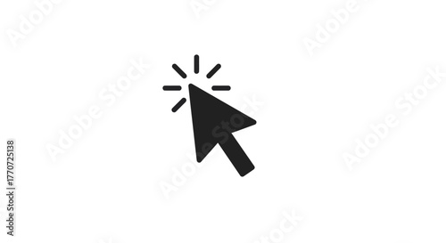 A black cursor icon with a small burst of light emanating from its tip, indicating a click or selection action.