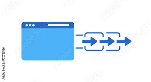 Illustration of a browser window with data flowing out of it in a chain of blocks and arrows.
