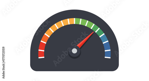 Speedometer icon with red needle pointing to the green zone.