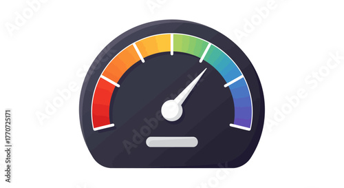 A speedometer with a colorful gauge indicating a moderate level or speed.