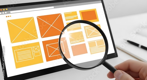 Website Design Analysis Examining Website Wireframes With a Magnifying Glass for User Experience