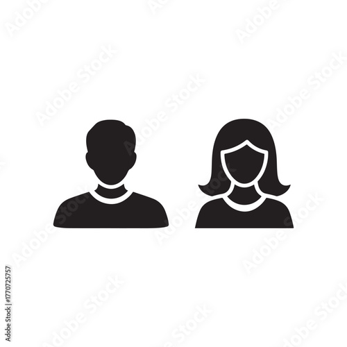 Man and woman icon isolated in white background. Male female sign. Flat vector icons.
