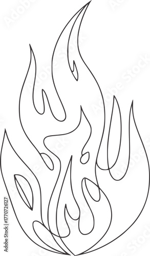 Abstract flame line drawing fire line art