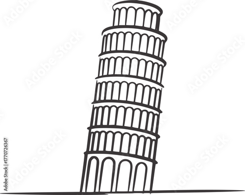 Leaning tower architectural drawing monochrome architecture