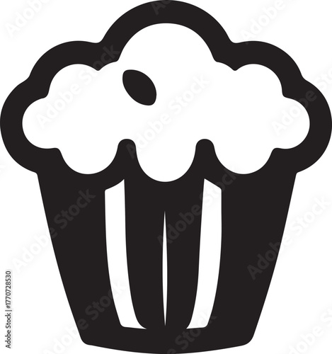 Minimal Vector Silhouette Popcorn Logo Design Icon – Modern Snack Symbol for Cinema, Movie Theater, Food Brand, Cafe, Entertainment Business