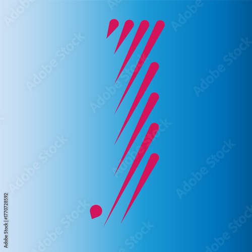 Abstract red lines forming a stylized letter j against a blue gradient background create a modern design