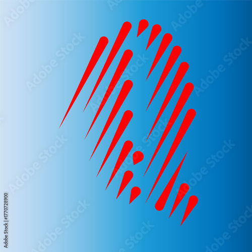 Abstract red graphic design element on blue gradient background for decoration and creative concept
