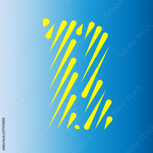 Abstract yellow graphic design element on blue gradient background for decoration and creative concept