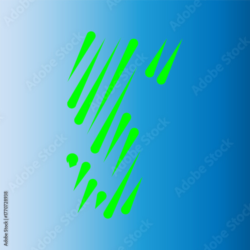 Green streaks falling diagonally on a blue gradient background create a dynamic and modern visual effect