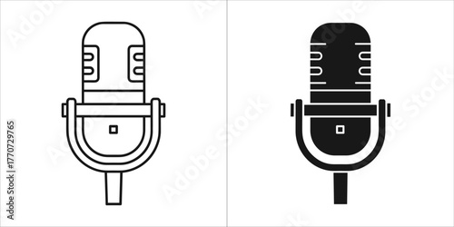 Vintage microphone for retro recording and broadcasting audio