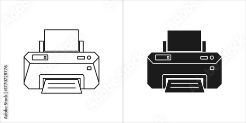 Printer icon set, a simple office equipment for printing documents