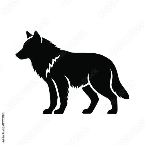 Wolf silhouette profile standing wild animal canis lupus predator forest creature nature woodland mammal wildness