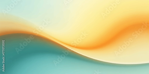 Soft gradient wave of warm yellow and orange blending into cool teal blue background